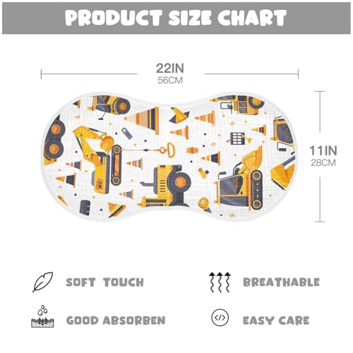 FRMG Cartoon Yellow Excavator Car Burp Cloths for Baby Girls and Boys Soft Burping Rags Muslin Burp Cloths Cotton Burp Cloths Shower Gift for Newborn 2 Pack A09003822