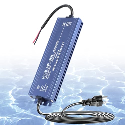 Image of Waterproof IP67 LED Driver 24V 100W Ultra Slim LED Power Supply 110V AC to 24V DC 4.2A 100 Watt Quiet Low Volt Converter LEDs Transformer Constant Voltage for LEDs Strip, Indoor & Outdoor