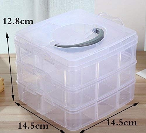 Image of 3 Layer 18 Grid Grids Clear Plastic Organizer Jewelry Storage Box,Transparent Organizer Box for Earring Fishing Hooks Makeup /Cosmetic Storage Box