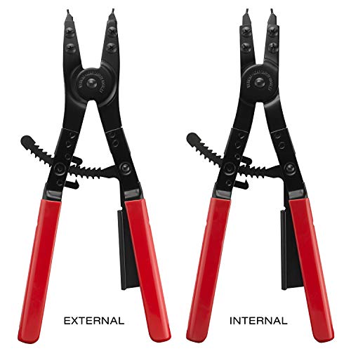 Image of Neiko 02130A Heavy Duty 16 inch Snap Ring Plier Set, 2 Piece, External and Internal Pliers, Straight, 45, 90 Tips