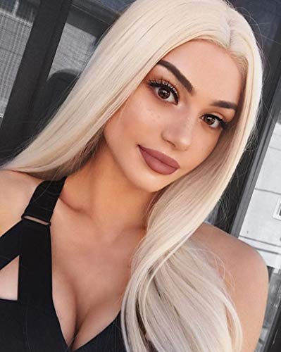 PINKSHOW Blonde Long Wig 613 Synthetic Hair Lace Front Wig Glueless Silk Straight Hair for Women Girls