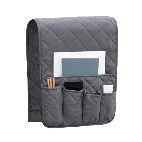 fundabel® - Organizador Reposabrazos Sofá, Microfibra Suave, 89 x 33 cm, Práctico y Fácil de Colocar, Lavable, 1 Unidad, Color Gris, Mantiene el Orden en el Salón