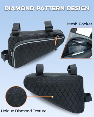 Image of Bike Frame Bag, Water Resistant Bicycle Triangle Storage Pouch with Reflective Strip, 1.5L Bike Front Top Tube Bag, Bike Accessories for Adult Bikes, Cycling Gear for Road & Mountain Bike