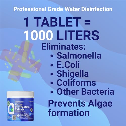 Image of Chlorine Water Purification Tablets | Scientifically Proven | 1 Tablet for 1000 Liters | Eliminates Bacteria and Microorganisms Present in Water | Pack of 30 Tablets for 30000 litres