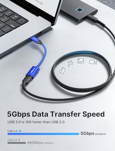 Image of JSAUX USB C to USB Adapter [2 Pack], USB Type C Male to USB 3.0 Female OTG Cable-Blue