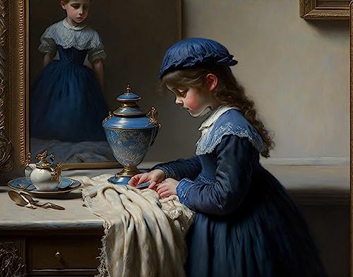Portrait peinture de petite fille mignonne en toile 58x90 cm pour sublimer une chambre d'enfant