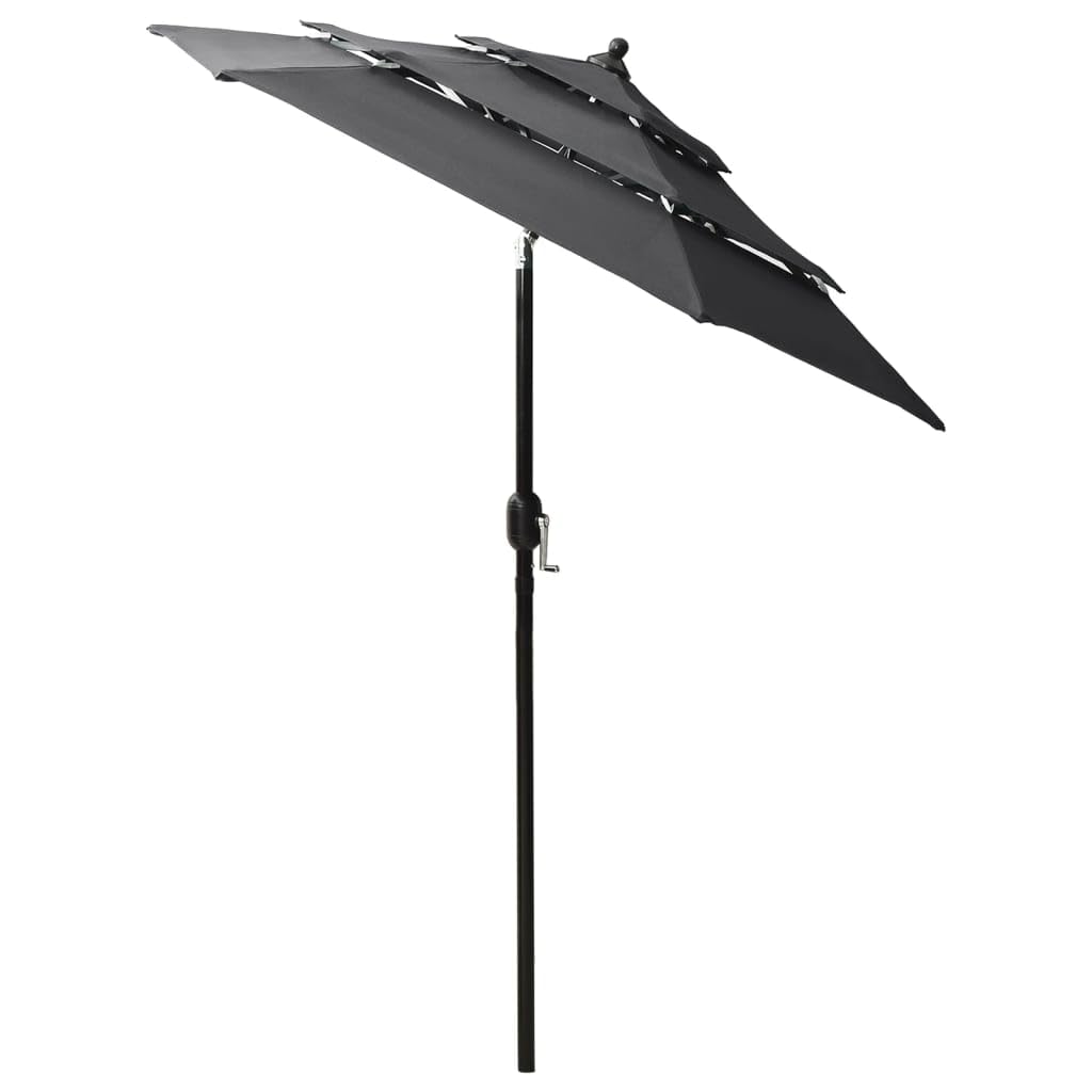 Fengshui 3-warstwowy parasol przeciwsłoneczny z aluminiowym masztem, 2 m, wykonany z odpornego na promieniowanie UV poliestru, malowany proszkowo maszt i żeberka, funkcja korbki i przechylania, na
