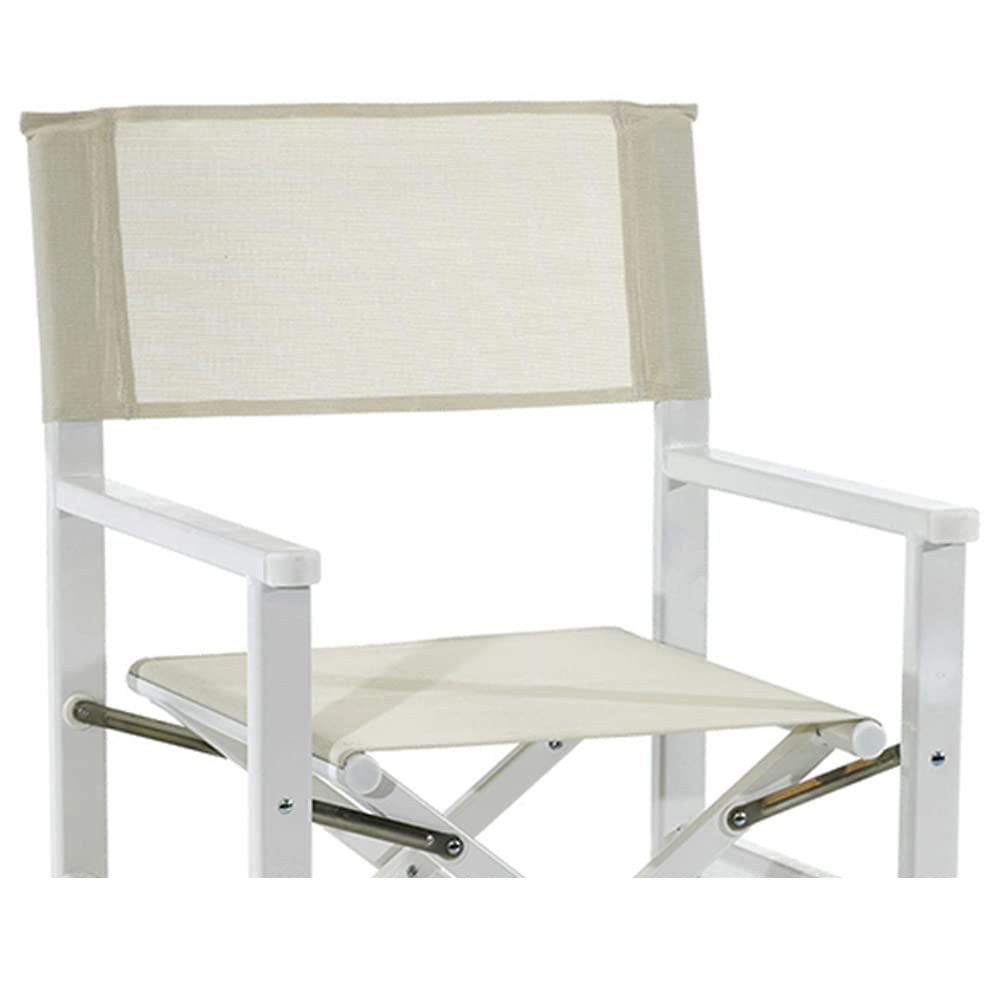 Sedia Regista Bianca con Struttura in Alluminio per Relax Spiaggia da Giardino terrazzo Campeggio Mare Leggera Facile Trasporto
