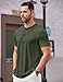 COOFANDY Men's Henley Short Sleeve Shirts Casual Button Henley Basic Tee Solid Fashion Shirts Dark Green