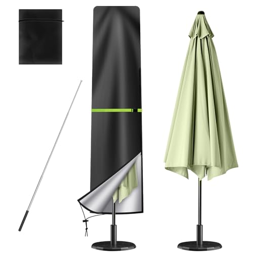 Ainiv Housse de Parasol Droit en Tissu Oxford 210D, avec Mât Télescopique et Fermeture Éclair, Housse de Protection pour Parasol de 2 à 3 m, Imperméable,...