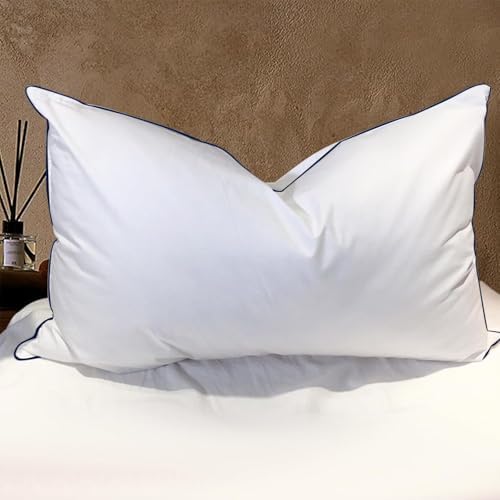 BHZ Goose Down Feather Pillow Standard Size, Luxury Hotel Alternative Collection Bed Pillow for Sleeping Firm Soft Support for Side & Back Sleepers, Navy, 20x26 Inch, 1 Pack