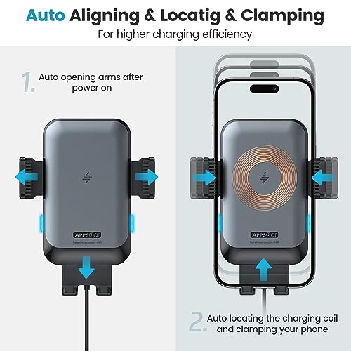 Apps2Car I03-CD4 Wireless Car Charger Mount Cd Slot Auto Clamping 15W Fast Charging Cd Phone Holder thumb #2