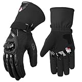 KEMIMOTO バイク グローブ 冬 防寒グローブ バイク 冬用グローブ プロテクター入り オートバイグローブ 秋/冬 スマホ対応 裏起毛 防寒防風防水 クッション付き 滑り止め KM701[ブラック-L]