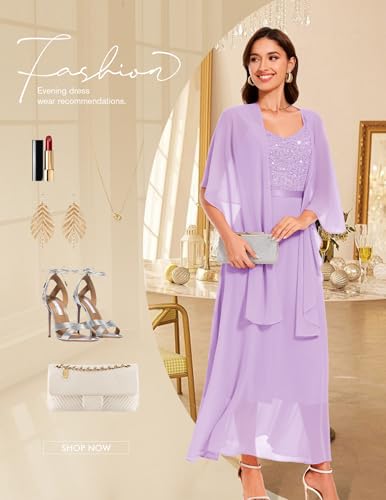 Image of BeryLove Summer Formal Wedding Guest Prom Dresses Sequin Cocktail Evening Lace Elegant Mother of The Bride Dress