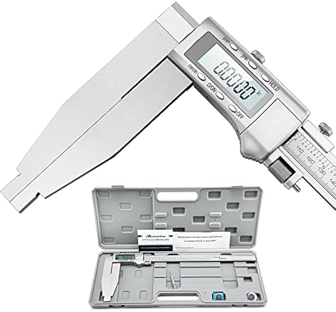 Mxmoonfree 12 Inch Digital Caliper Long Jaw Caliper with 6" Jaw Depth Calipers Measuring Tool All-Metal Frame Large LCD Screen 0.0005"/ 0.01mm Resolution (12"/ 300mm)