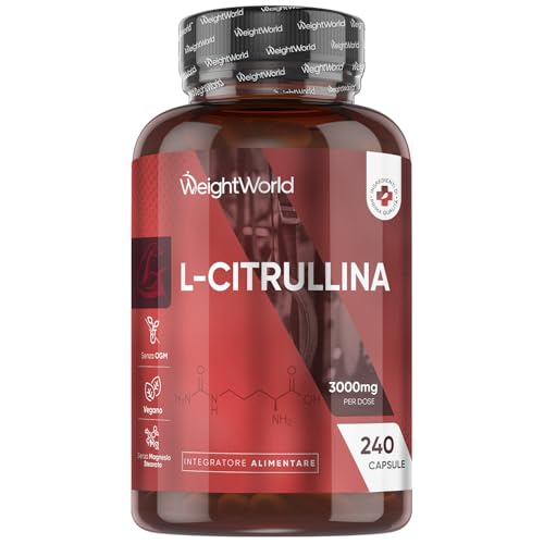 L Citrullina Vegana, 240 Capsule, 3000mg per Dose, con L-Citrullina Polvere (2 Mesi di Fornitura), Integratore Pre Workout e Post Workout, Aminoacido Privo di Magnesio Stearato, Senza Glutine né OGM