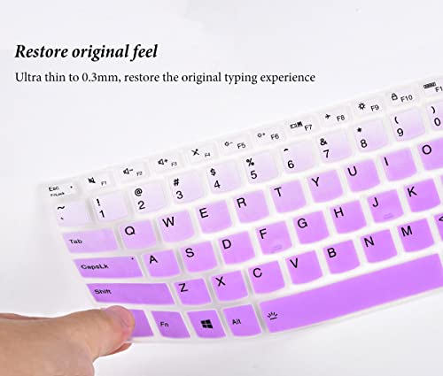 Image of CASEDAO Keyboard Cover for Lenovo Laptops - Gradual Purple, Silicone, Stain-Resistant, Fits US Layout 14 inch Laptops