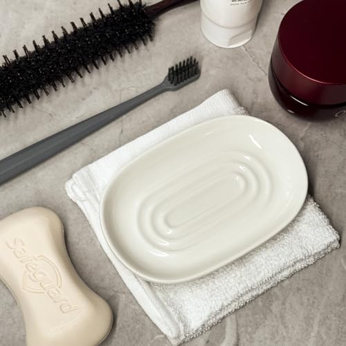 Soap Dish, Ceramic Soap Dish with Marble PatternShower, Soap Saver Tray for Bathroom, Kitchen Sink & Vanity, Multi-Use Holder for Jewelry, Rings, Keys (1 Pack, White) - Thumbnail 6