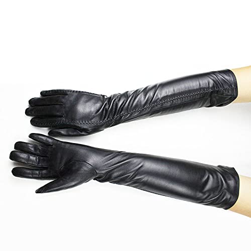 Guanti In Vera Pelle Di Agnello Per Donna – Fodera In Pile, Touch Screen Compatibile, Antivento, Taglie S-XXL, Neri, Per Guida E Inverno