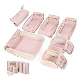 BAGSMART Keep Shape Packing Cubes, 7 Set Packing Cubes for Travel, Lightweight Travel Cubes for Packing, Suitcase Organizer Bags Set for Travel Essentials Baby Pink