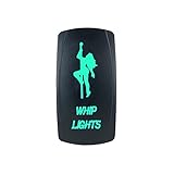 Universal Laser Rocker Switch Backlit WHIP LIGHTS STRIPPER POLE for Car Truck Boat ATV UTV 12V Bright Light Powersports (Green)