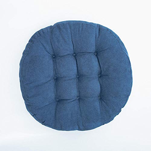ANGANGAN Coussin de méditation rond 55 x 55 cm Bleu foncé Tapis de méditation Coton Lin Confortable Salon Jardin Terrasse Cover