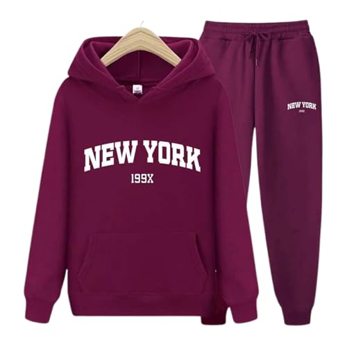 Women Sweatsuit 2 Piece Set NEW YORK Long Sleeve Sweatshirt Tracksuit & Joggers Sweatpants Casual Letter Lounge Sets2