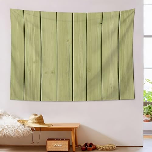 Tapiz de pared verde salvia con estampado 3D de madera vintage rústica de 150x230cm