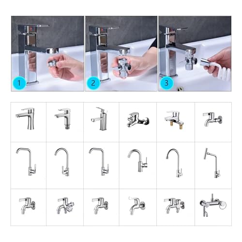 3 Wege Umschaltventil M22 x M24 Wasserhähn Duschschalter Diverter Ventil Massives Messing Chrom Poliert T Adapter Dusche Umschalte Wasserhahn Umstellventil für Küche Bad Duschsystem Waschbeckenbrause