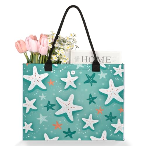 Starfish Green Tote Bag for Women Large Beach Bag Reusable Tote Bags for Work Travel Beach Shopping3