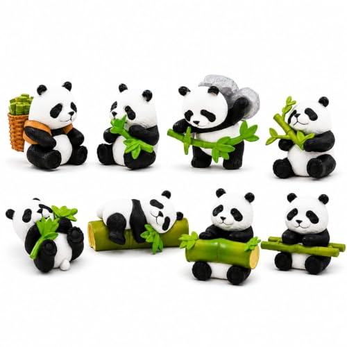 Image of Cartoon Character Figurine Set, Multicolor (8 PCS Panda)