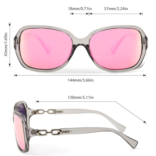 Image of SIPHEW Women's Polarized Sunglasses w UV400 Protection,Classic Sun Glasses | Vintage Sunnies,Wraparound Shade,Lightweight & Comfortable,Big Sunnies eyewear,Driving,Outdoors