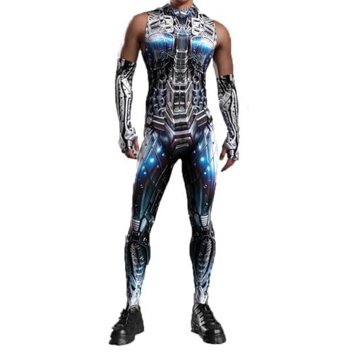 Disfraz de esqueleto robot para hombre traje halloween armadura mecánica