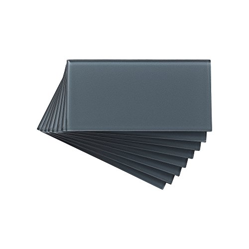 Aspect Peel and Stick 3 in. x 6 in. Glass Backsplash Tile in Storm Cloud for Kitchen and Bathrooms (8 Pack)