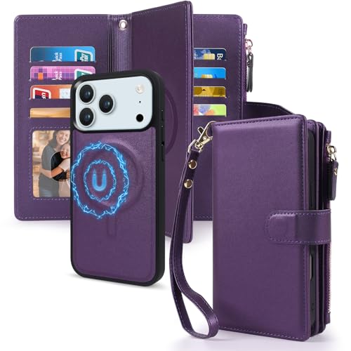 Harryshell 2 in 1 for iPhone 18 Pro / 17 Pro Wallet Case Detachable Purple