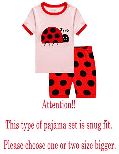Family Feeling Little Girls Ladybug Summer Pajamas Short Sets 100% Cotton Kid 5 #TOP1