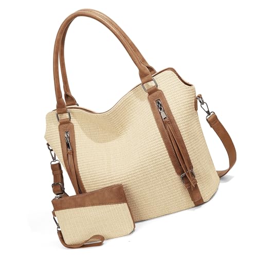 Bolso de hombro de paja moderno con compartimento espacioso 7