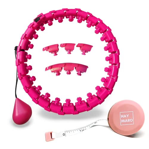 Haymaro 24+Extra6 Knots 58" Real Plus Size Infinity Hoop 30knots in Total Smart Weighted Exercise Hoops for Adults Kids - Infinity Hula Weight Loss Spinning Ball Great Gift Set