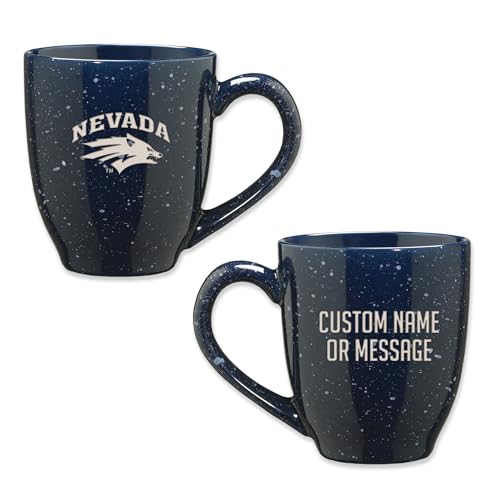 Image of Rico Industries NCAA Nevada-Reno Wolf Pack - UNLV Navy Blue Personalized 16 oz Team Color Laser Engraved Speckled Ceramic Coffee Mug