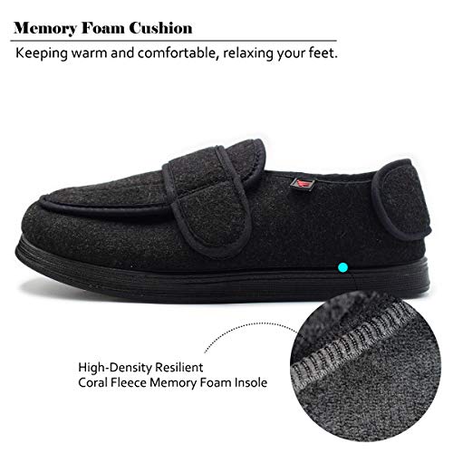Women’s Wide Width House Shoes with Memory Foam Support Swollen Feet Edema Relief Cozy Outdoor Sole Diabetic House Slippers for Elderly Plantar Fasciitis4