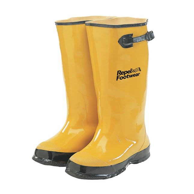 Galeton 7900-13 Repel Footwear Over-the-Shoe Rubber Slush Boots, Cotton Lined, 15.5" high, Men's Size 13, Yellow