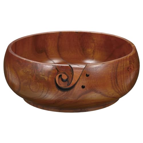 Image of YOKIVE Wooden Yarn Bowls for Crochet Bamboo Yarn Knitting Bowl for Mother Grandma Women Lover, 7.1 inch x 3 inch