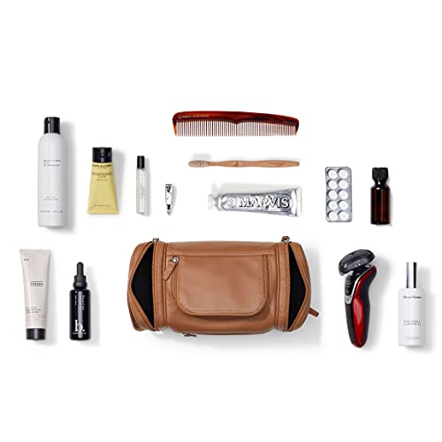 Leatherology Cognac Multi Pocket Toiletry Bag #TOP3