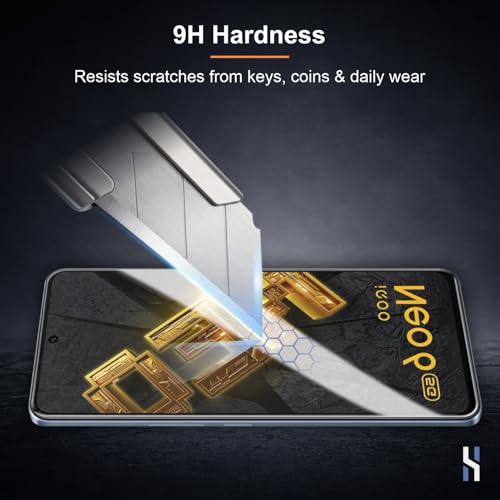 Image of Tempered Glass for iQOO Neo 6 | Neo 6 SE | 9 SE | 7 | 7 Legend (6.62 Inch) Military Grade 9H Screen Guard, Anti-Scratch, Shatterproof, Edge-to-Edge Full Coverage - Black Border