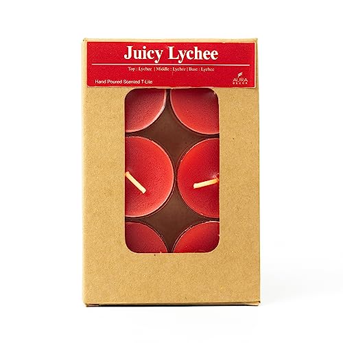 Image of AuraDecor Scented Soy Wax Acrylic Tealight Candle, Organic Luxury Aroma, Aromatic /Aromatherapy Candle || Long Lasting Burning Time (Pack of 1, Juicy Lyche)
