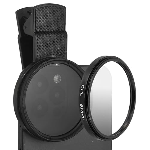 Filtro polarizador CPL de 52 mm PATIKIL con clip ajustable para teléfonos y cámaras