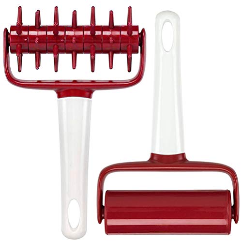 2 Pieces Pizza Dough Roller and Docker Set Pastry Pizza Pie Roller Rolling Pins and Time-Saver Pizza Dough DockerDockerRoller