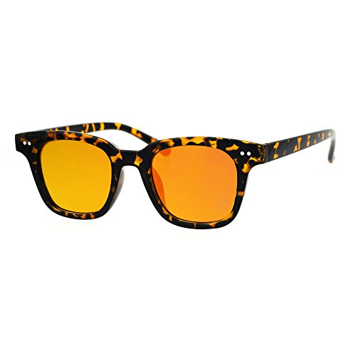 JuicyOrange Mirrored Flat Lens Sunglasses Square Horn Rimmed Retro Trendy Shades UV400