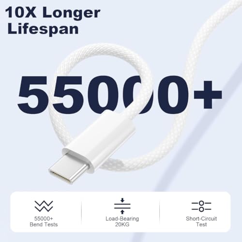 Image of USB C to USB C Cable 3.3FT(1 Meter), Nylon Braided 100W Type C Charger Cord Compatible with iPhone 17 16 15 Pro Plus Pro Max /iPad Pro /Laptop, Android Devices and Other Type C devices (Pack Of 1)