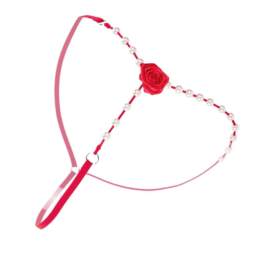 zoomella Women's Pearls G-String Thong Erotic Massage Panties Lingerie Red-picture-42